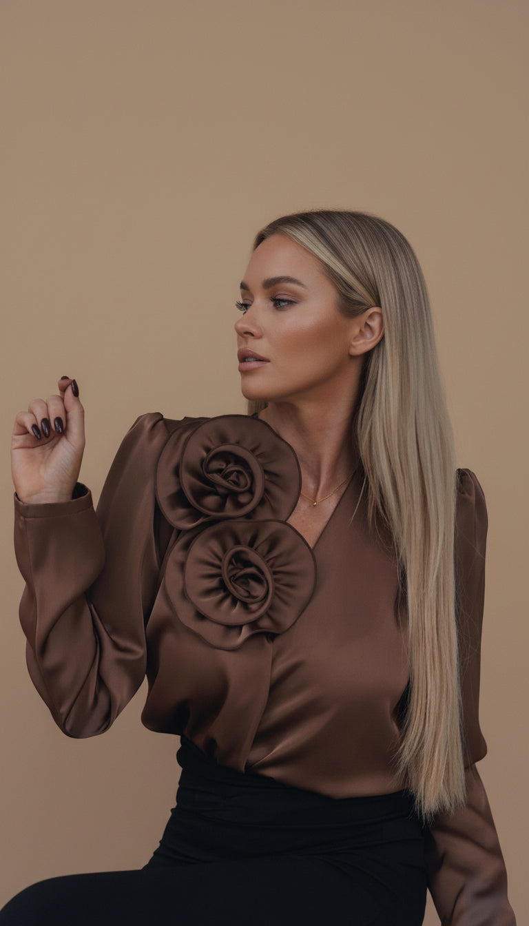 Blusa in satin - Doppio Fiore