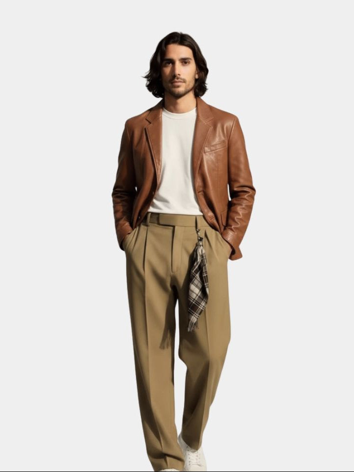 Giacca in Pelle Caramello Bold - Roma Essenza