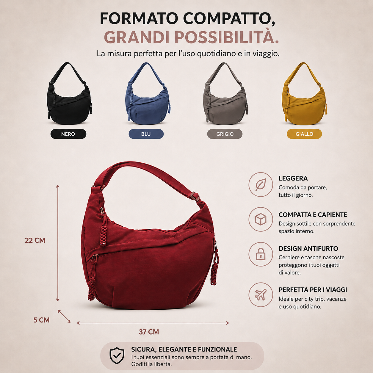 Giulia | Borsa a Spalla Nero