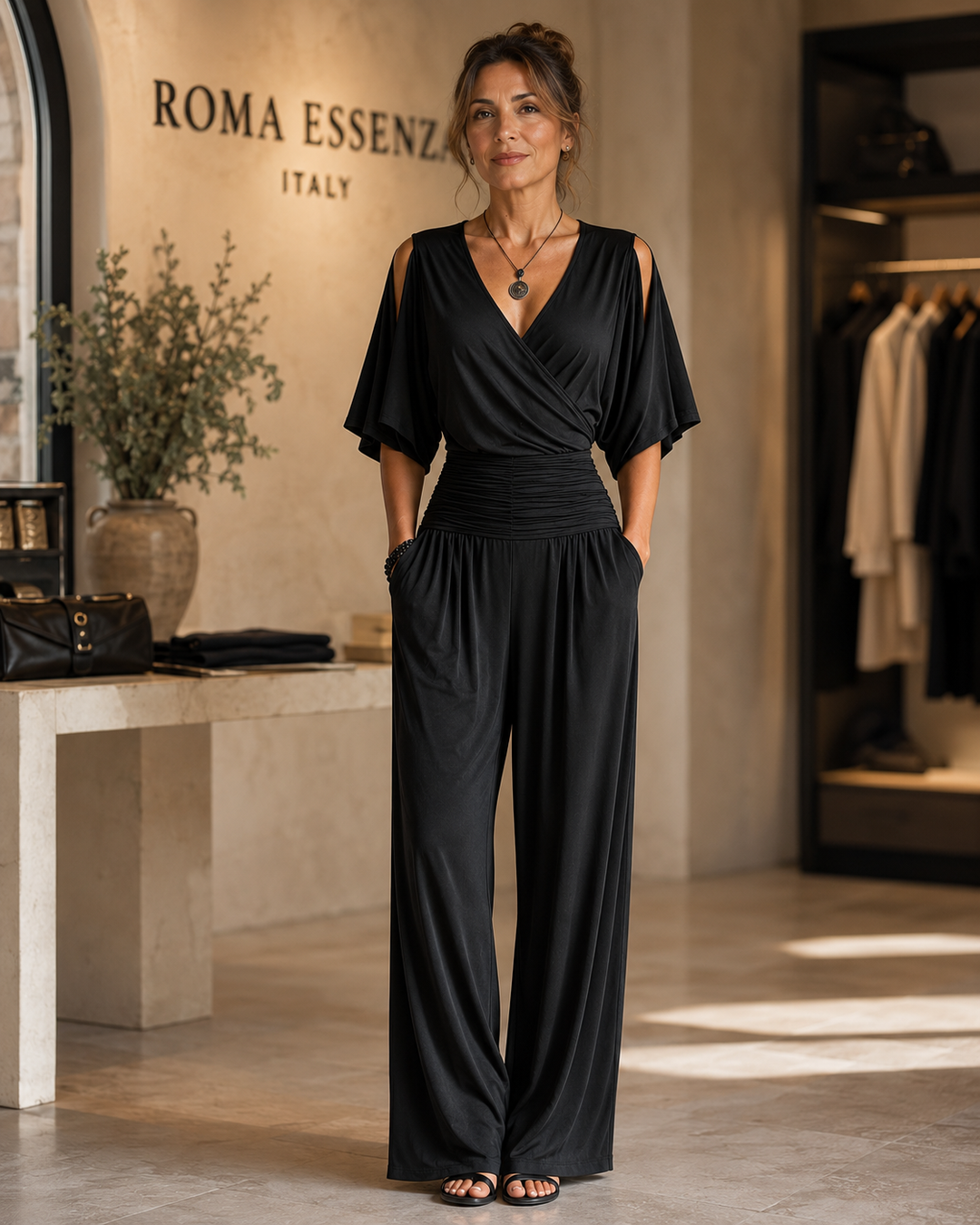 Eleonora | Combinazione elegante con effetto portafoglio e gambe larghe